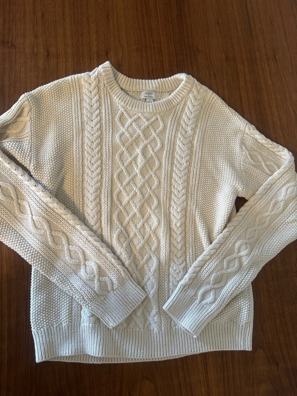 J. Crew Cream Cable Knit Crewneck Sweater